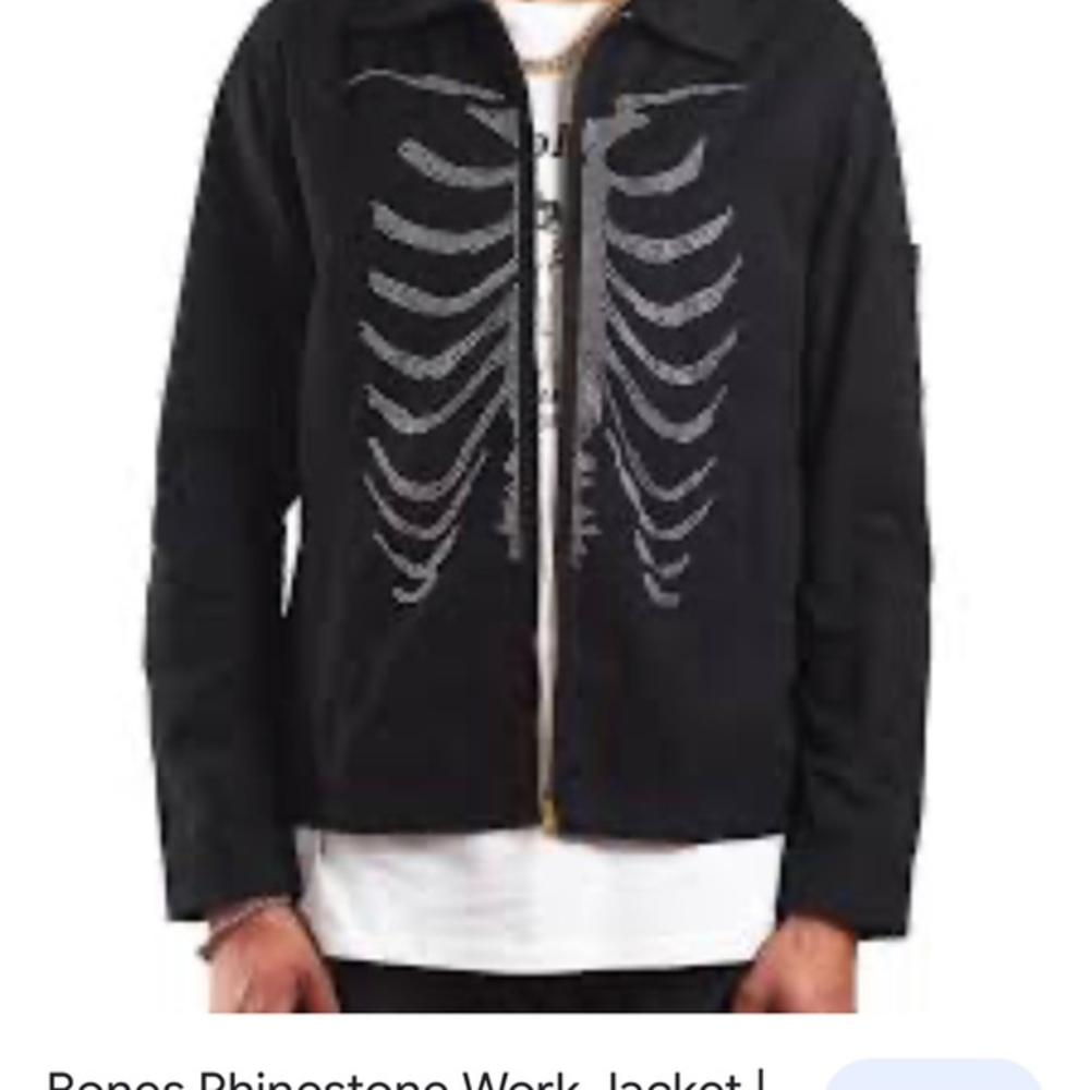 Prolific bones rhinestone zip up jacket great for Halloween‎ UNISEX